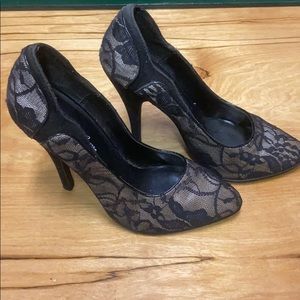 Black lace heels